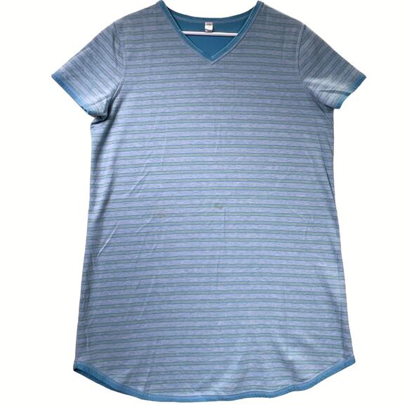 Sonoma Striped Mid Weight Short Sleeve Sleep Tee Shirt Size L Blue Gray Yellow - Picture 1 of 11